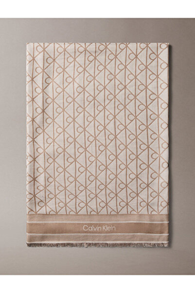 Calvin Klein Kadın Emblem Aop Jacquard Square Şal