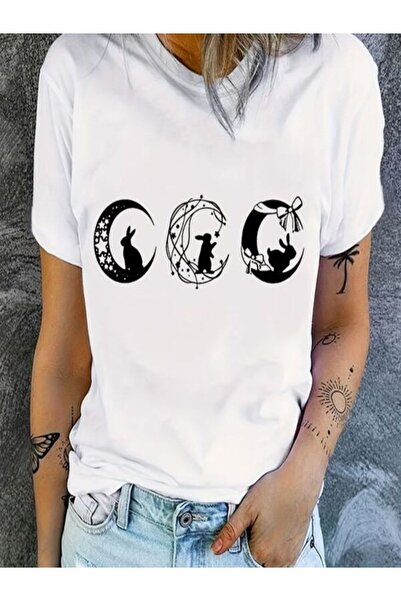 COZYWEAR Women's White Printed T-Shirt