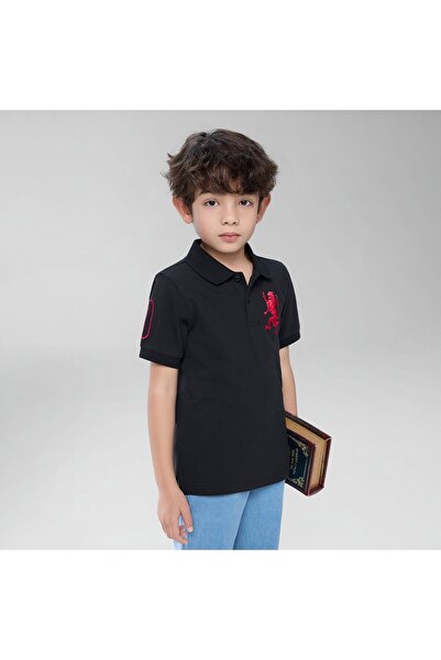 Giordano Junior's Slim Fit Lion Embroidered Cotton Polo