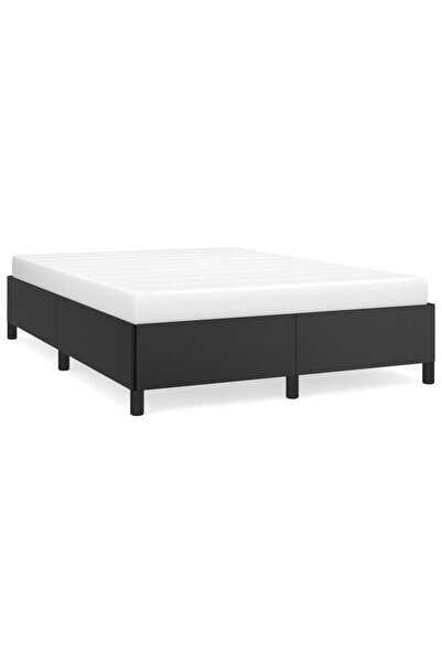 vidaxl Cadru de pat, negru, 140x190 cm, piele ecologică