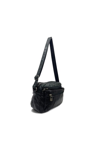 Sanmorris Multi-Compartment Washed Leather Soft Textured Women's Crossbody Sh...