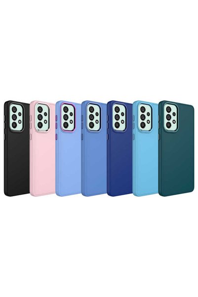 Generic Brand Galaxy A23 Case Silicone Nvth Luna Cover with Metal Frame and Button Design - Sierra Blue