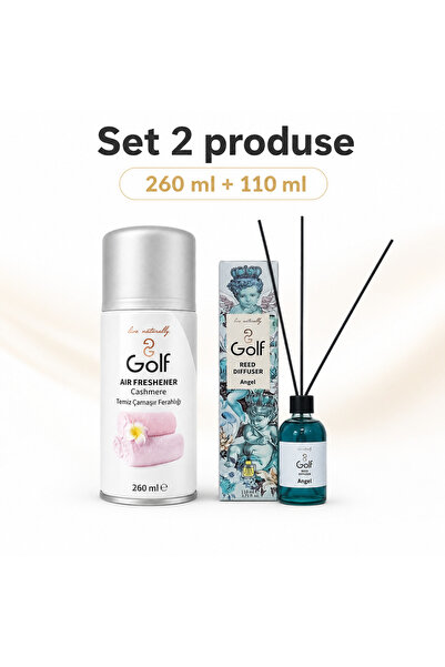 Golf Set 2 Produse pentru Camera, Spray Cashmere 260 ml, Reed Angel 110 ml, S...