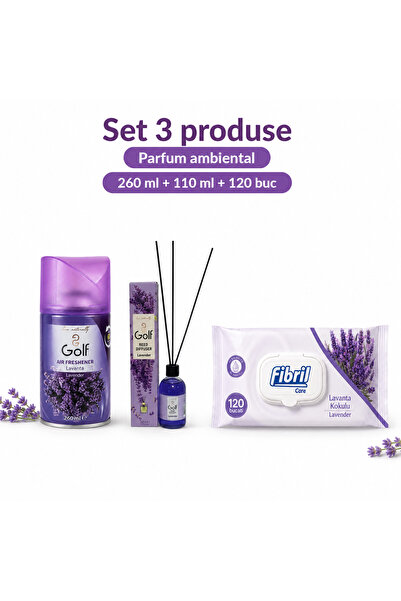 Golf Set 3 Produse pentru Camera, Spray Lavender 260 ml, Reed Lavender 110 ml...