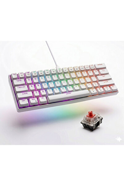 SOMIC T60 Beyaz Renk Red Switch Gaming Oyuncu Klavyesi Mekanik 62 Tuş Ayarlan...