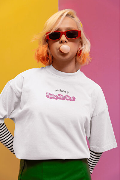 buzagi tasarım ürünleri This Barbie White Oversize T-Shirt