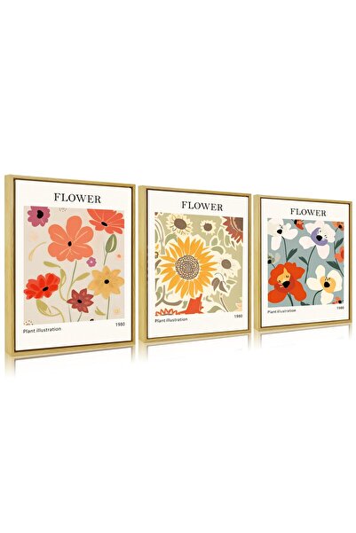 MIULEE Set 3 Tablouri Decorative, Tematica Botanica, Gata De Agatat, Rama Lem...