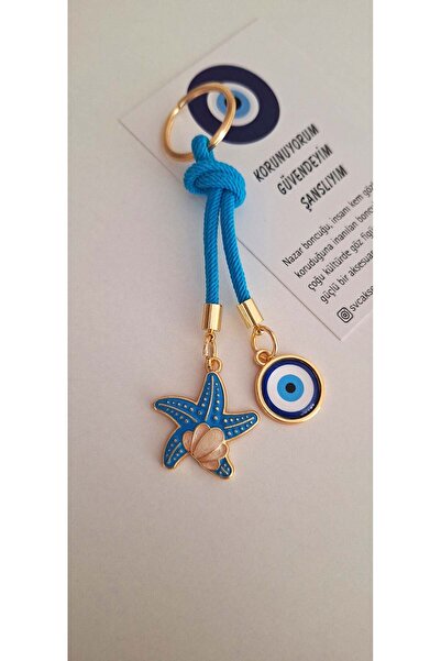 Gift Marin Series Evil Eye Beaded Evil Eye Star Keychain - Blue