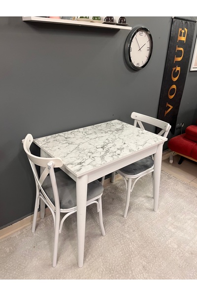 VOGUE TASARIM VE AKSESUAR 60x90 Mutfak Masası 2 Sandalyeli Takım | Küçük Yeme...