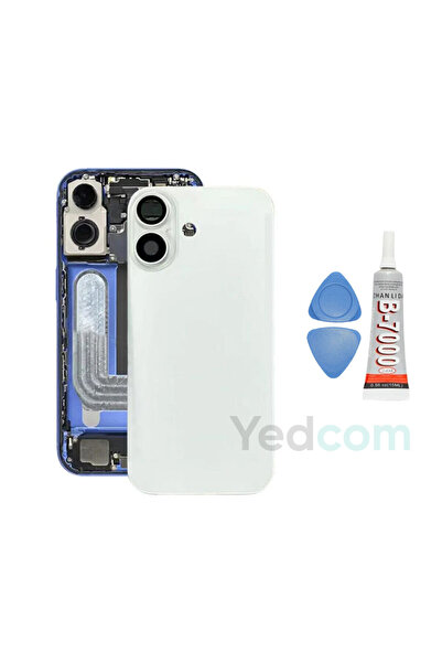 Yedcom Iphone 17 Beyaz Kamera Camlı Arka Pil Kapağı Batarya Kapağı