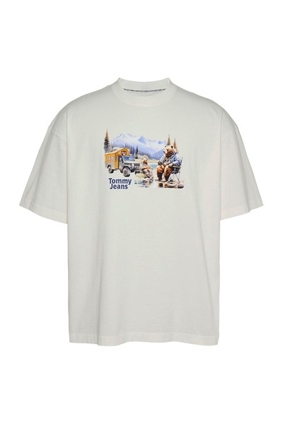 Tommy Hilfiger Tricou bărbătesc cu mânecă scurtă: Tricou cu imprimeu camping S