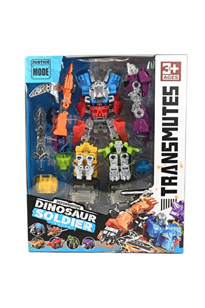 Midex SET MARE DE ROBOTI DINOZAUROI, FIGURINE 6 BUCĂȚI, SE TRANSFORMĂ ÎN MEGA...