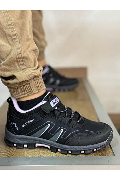 homiro Banded Unisex Short Children's Sports Outdoor Shoes-Black-Lilac