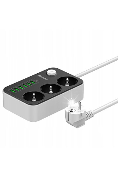 Energizer Prelungitor cu 3 prize SCHUKO și 6 porturi USB-A, 2500W, 10A, cablu...