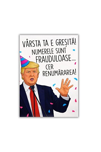 OEM Felicitare 13x18 cm cu plic, La mulți ani Trump