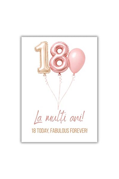 OEM Felicitare 13x18 cm cu plic, aniversare/la mulți ani 18 ani