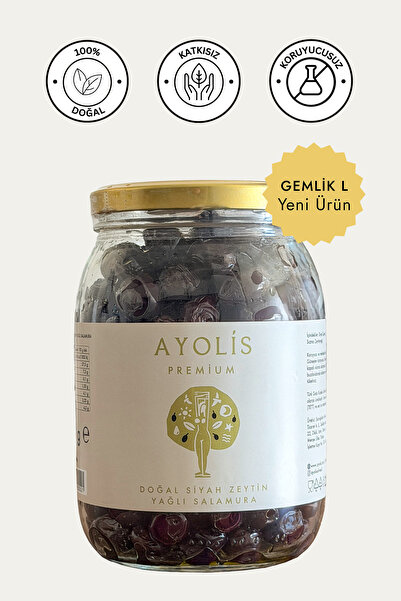 Ayolis Premium Gurme Yağlı Salamura Siyah Zeytin L 950 g (Zeytinyağlı)