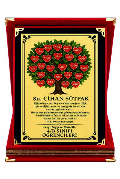 siverek reklam Kişiye Özel Öğretmen Teşekkür Plaketi 16x20 cm – Sınıf İsimli ...