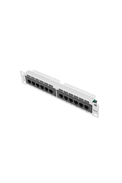 Lanberg 12-Port Cat6 UTP Patch Panel, 1U 10-Inch Rack, Gray