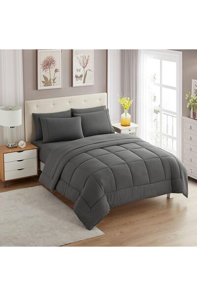 Sweet Home Collection One Color Bed in a Bag Bedding Set, Polyester, Grey, Ul...