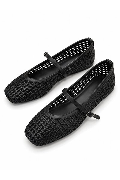 Elimery Shoes Luna Örgü Bantlı Kadın Babet