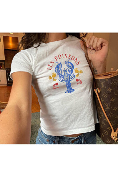 Grafftee Clothing Les Poissons Lobster Printed Women's Body Tee