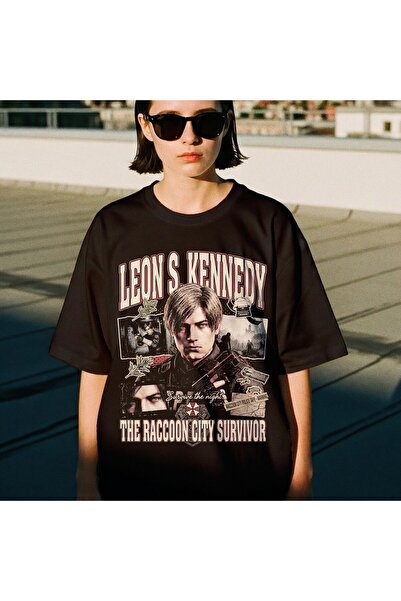 Grafftee Clothing Leon Kennedy Resident Evil Printed Unisex Oversize T-Shirt