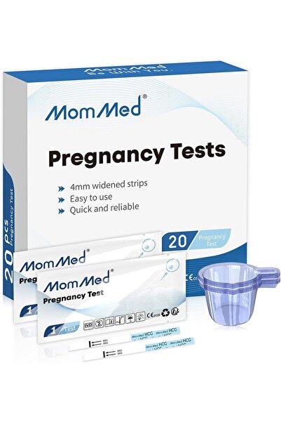 MOMMED اختبار حمل، 20 شريط اختبار HCG للكشف المبكر، دقة تزيد عن 99%، 20 كوب ب...
