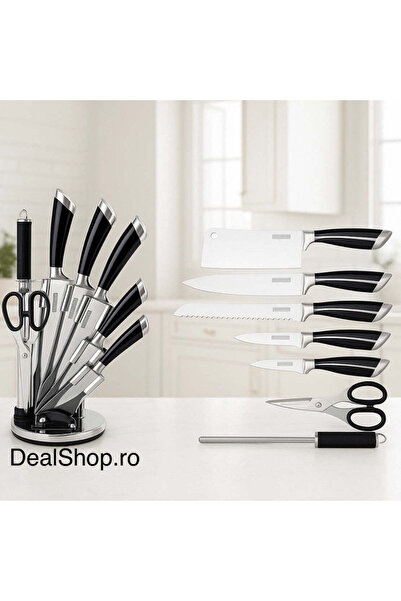 dealshopromania Royalty Line RL-KSS700 stainless steel 8-piece rotary knife set