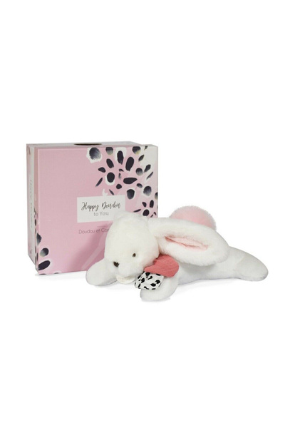 Doudou et Compagnie Jucărie de pluș, Iepuraș Happy Blush cu pompon - 25 cm