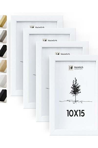 OEM Set 4 Rame Foto Estetice din Lemn Alb 10x15 cm