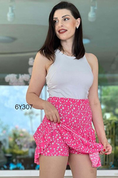 İnce Topuk Bürümcük Ruffled Short Skirt 6Y307