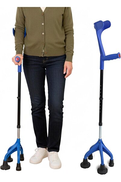 OEM Cârjă Ortopedică cu Patru Picioare Stabilă Reglabilă Albastră 78-98 cm