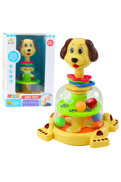 LeanToys Titirez interactiv pentru copii mici, câine, mingi colorate