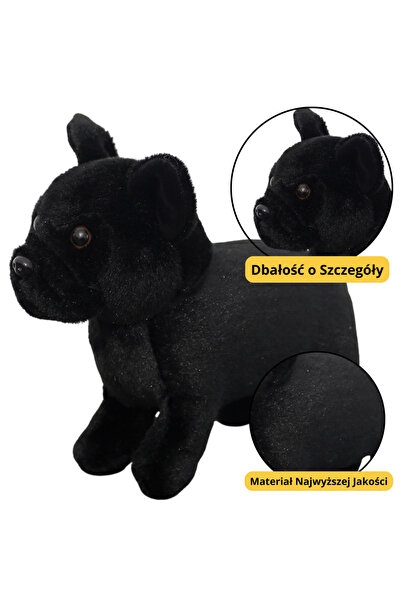 LeanToys Mascotă de pluș, jucărie moale, cățeluș negru, 19cm