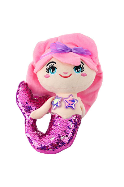 LeanToys Jucărie de pluș sirenă, coadă cu paiete roz-violet, 28cm