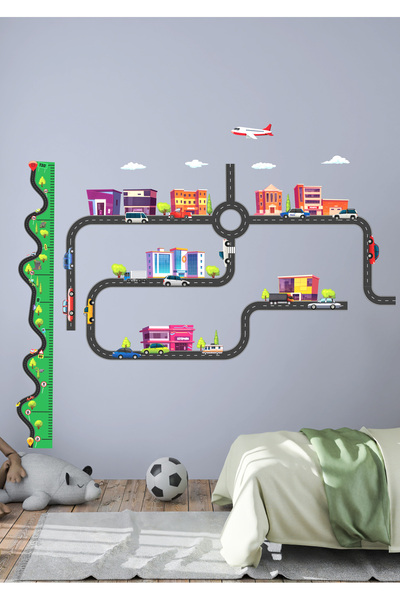 Ettycat Design Mini Şehir Boy ölçerli Çocuk Odası Duvar Sticker Seti
