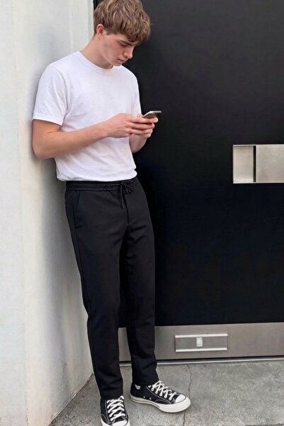comstar Muške elastične crne jogger pantalone sa dva džepa