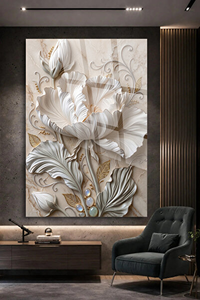 TAULART DESIGN CU FLORI DE ORHIDEE ALBE DECOR MODERN DE LUX PENTRU PERETE TAB...