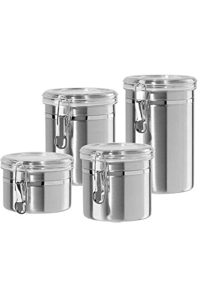 TRASSLE Set of 4 Stainless Steel Canisters, Airtight Food Storage Canister Se...