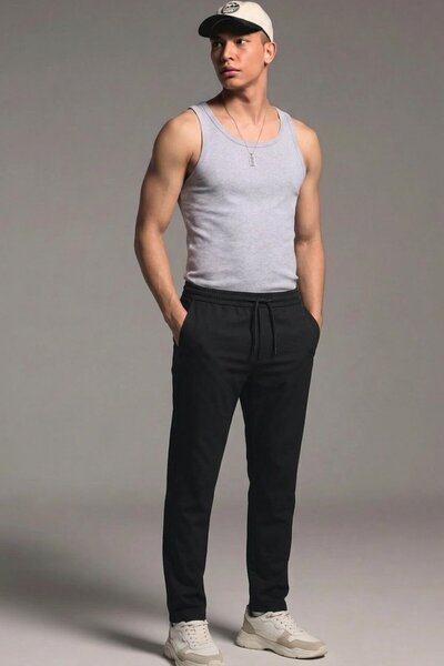comstar Men's Classic Comfort Black Elasticated Trousers