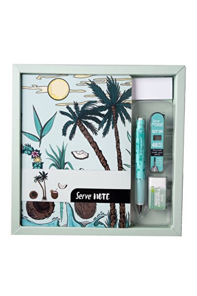Serve Defter + Deep Versatil + Min + Silgi Seti Desenli Nane Yeşili Kutulu