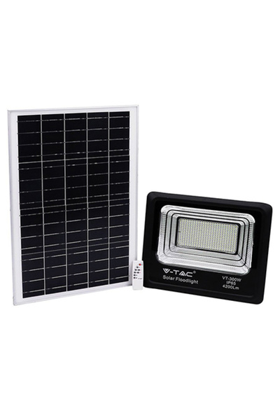 V-TAC Proiector LED solar de 50W 6000K IP65 cu telecomandă, temporizator și s...