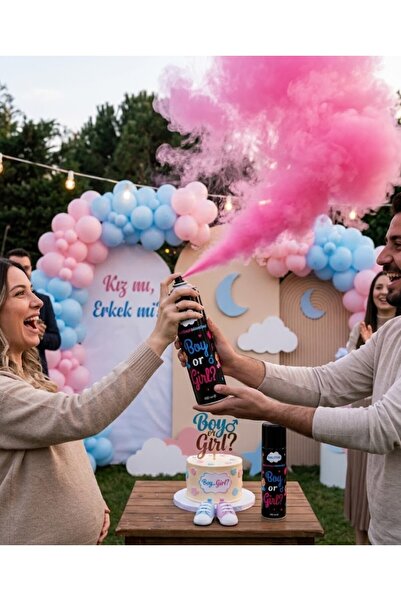 Parti dolabı Cinsiyet Belirleme Spreyi Pembe Duman Gender Reveal Baby Shower ...