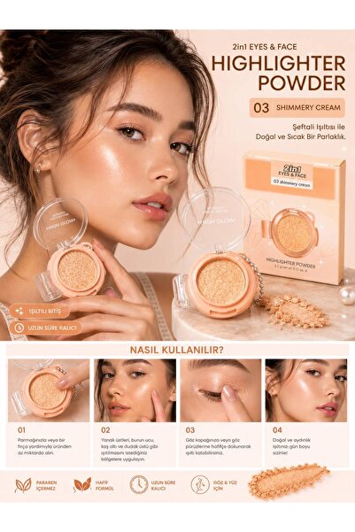 Floraglow 2’si 1 Arada Highlighter Powder Göz ve Yüz Aydınlatıcı