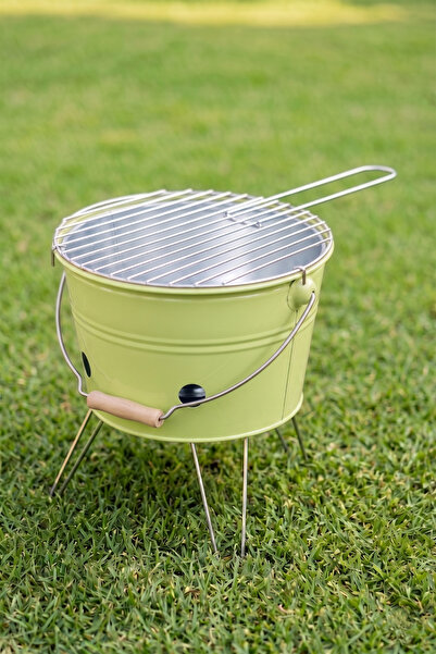 Desen Dekorasyon Metal Piknik Mangal Açık Yeşil - Katlanabilir Ayaklı Küçük P...