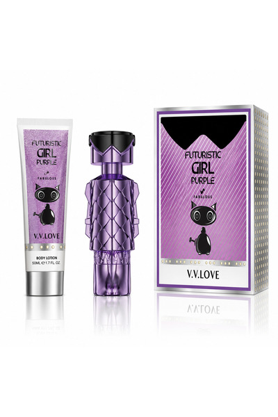 V.V LOVE Set Cadou pentru Femei Futuristic Girl Purple, Parfum 30 ml și Body ...