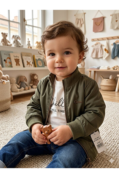 Donino Baby Erkek Bebek Haki Bomber Ceketli Jean Pantolonlu 3'lü Takım