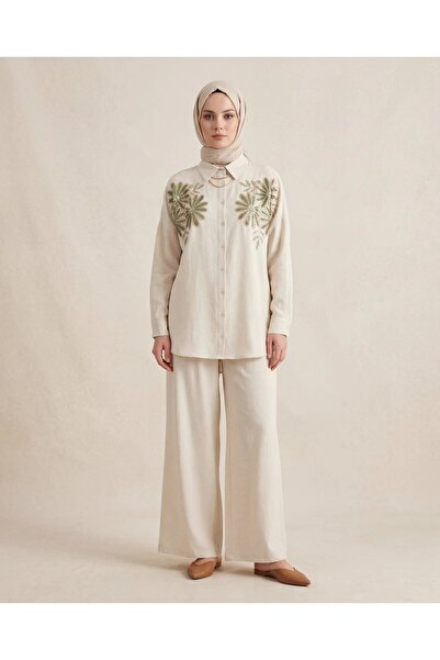 BURRASCA Oversize Linen Set with Embroidered Stones