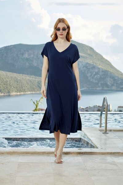 Cossy By Aqua Short Sleeve Midi Dress Cossybyaqua 26789-48 - Dark Blue